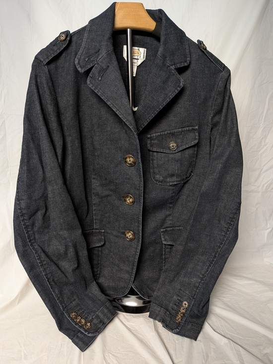 Talbots Jackets & Blazers - Talbots Jacket Women Sz 10 Black Denim Jean Collar 3 Button Front Stretch